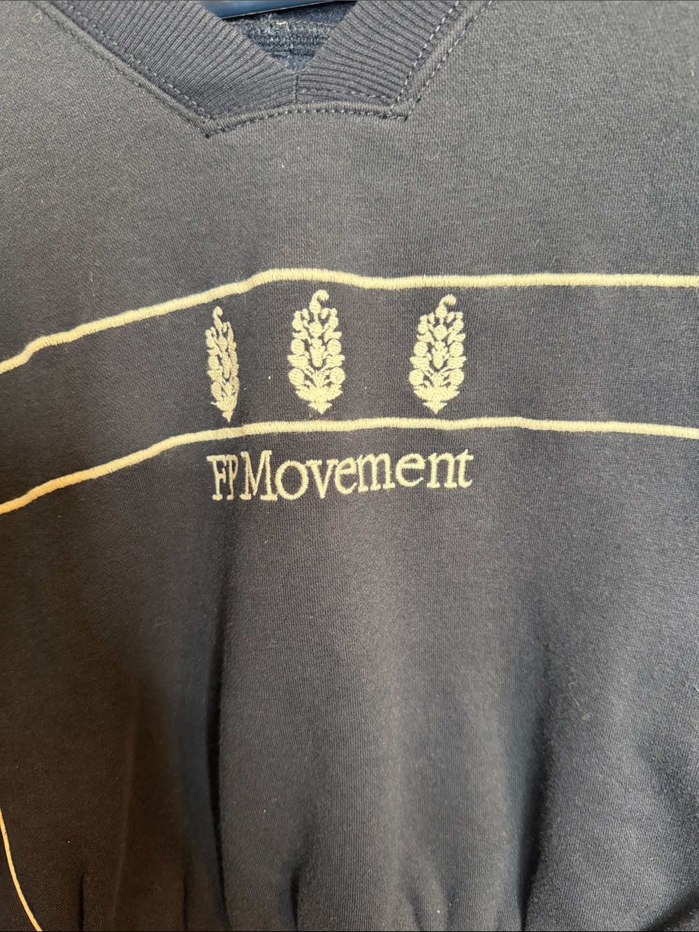 FP Movement by Free People Navy V-Neck Stripe Sweater SO AMAZING AND COMFORTABLE - Picture 5 of 9